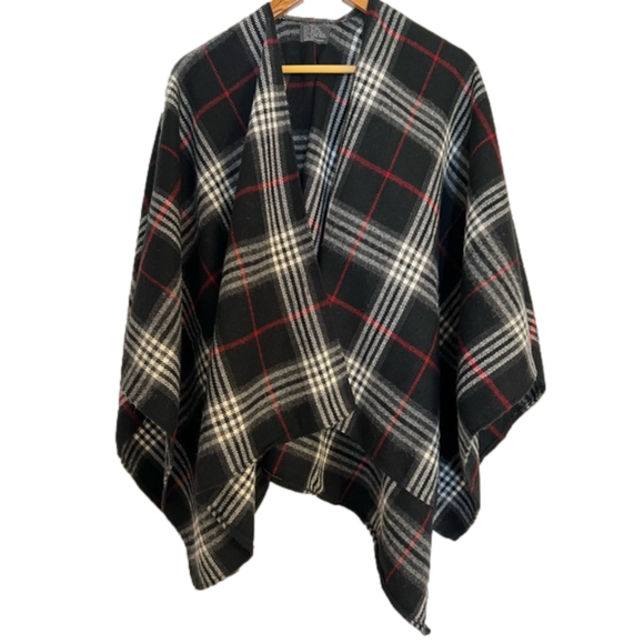 Source Unknown Accessories - Women’s Black, Red & White Plaid Wrap/Shawl